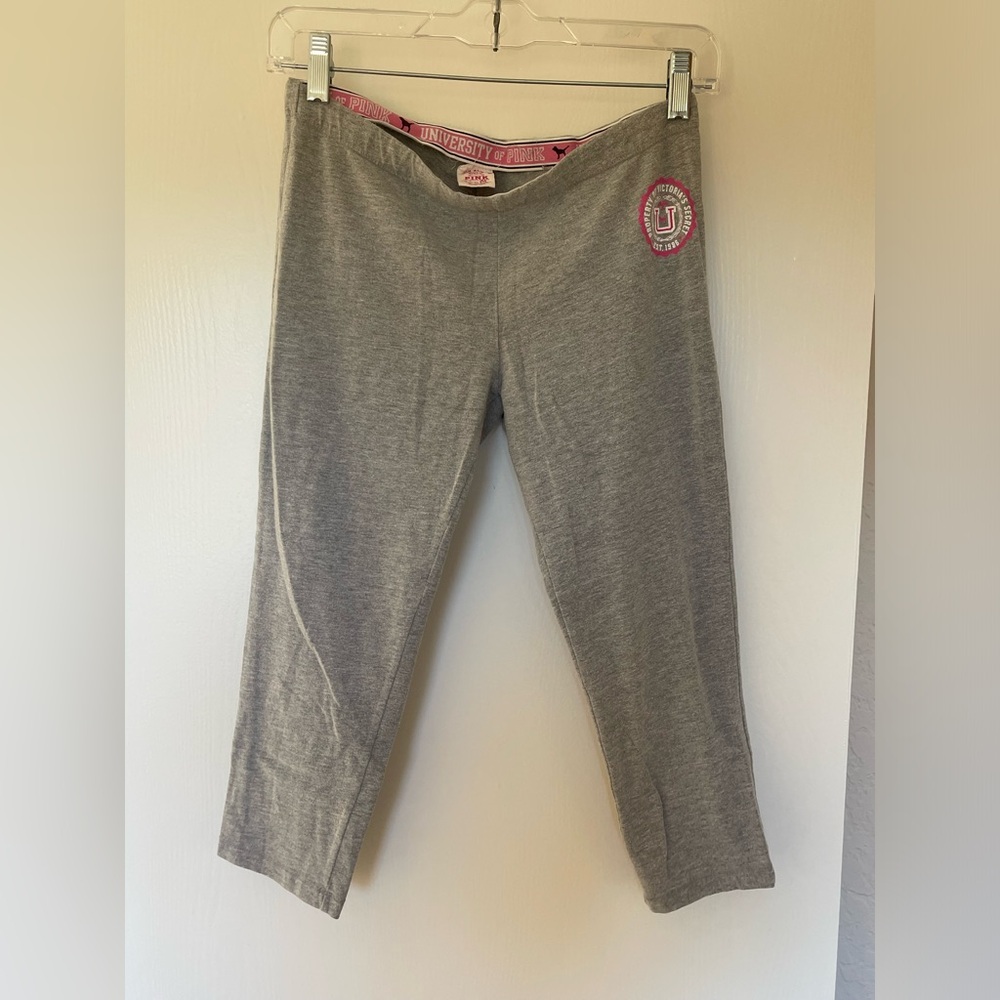 Vintage Victoria’s Secret Love Pink University Gray and Pink Cropped Leggings